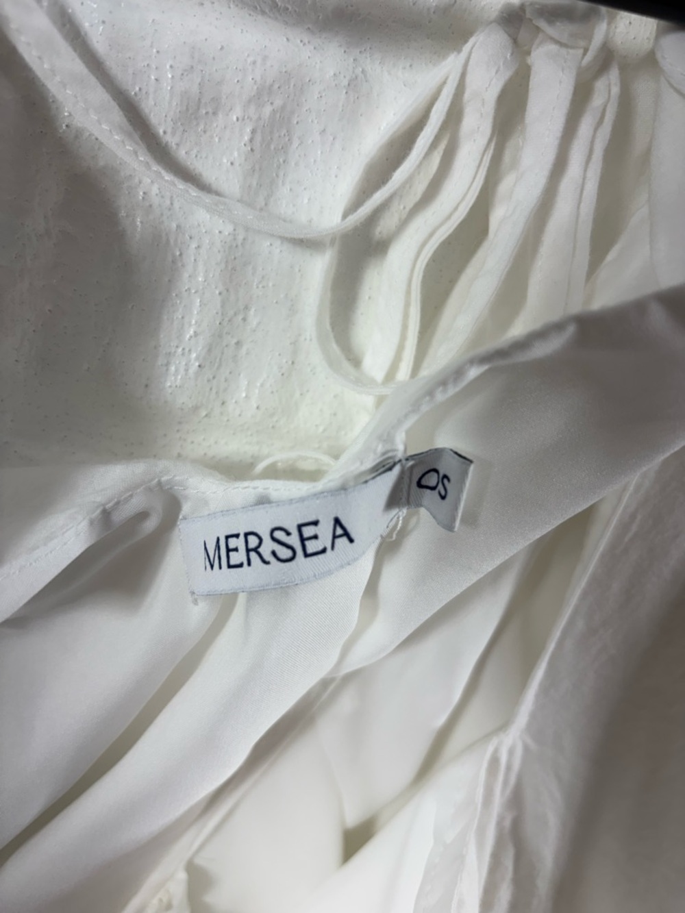 Mersea Patio Dress White Cotton Maxi Spaghetti Strap Pockets One Size OS - Picture 6 of 7